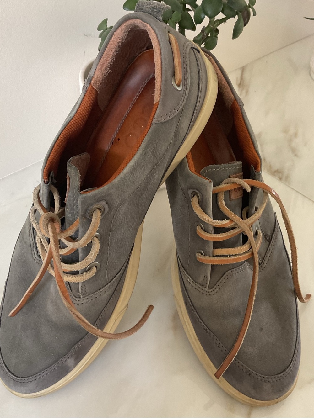 Ecco “ Collin Nautical “ Gray Nubuck/ suede casual shoe .